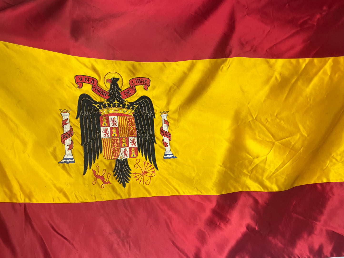 Spanish Embroidered Regime Flag from a Minister. Postwar with eagle emblem