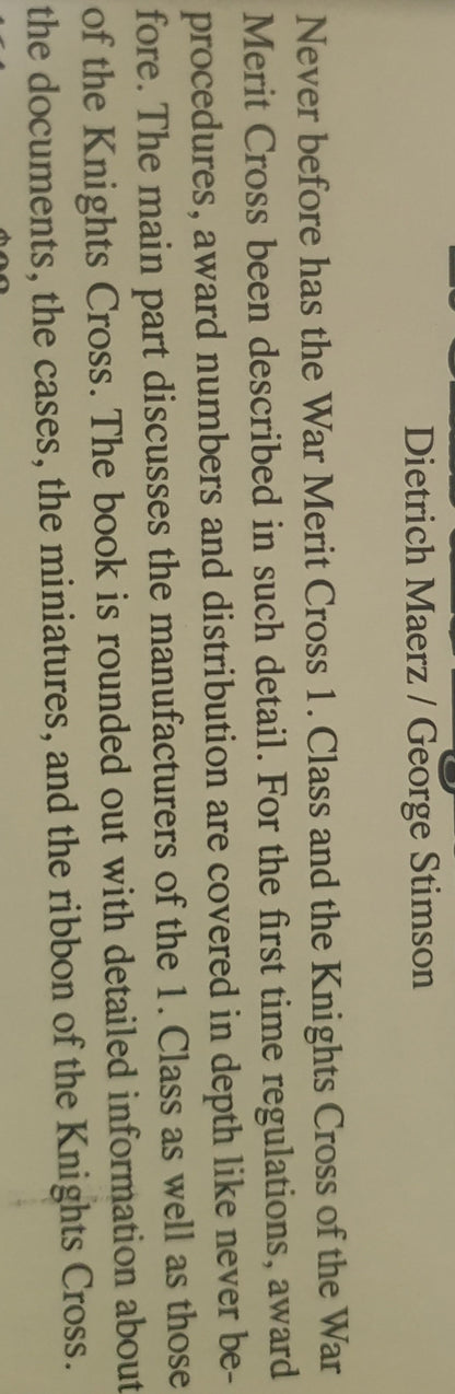 The war merit cross 1. Class and higher grades