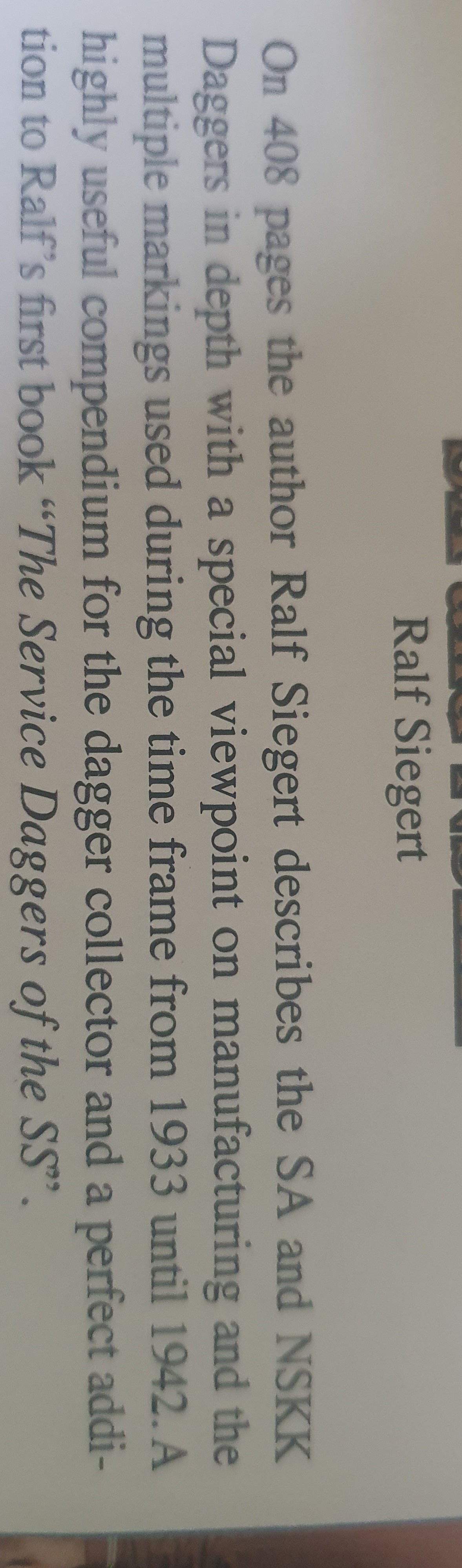 The service daggers of the SA and NSKK