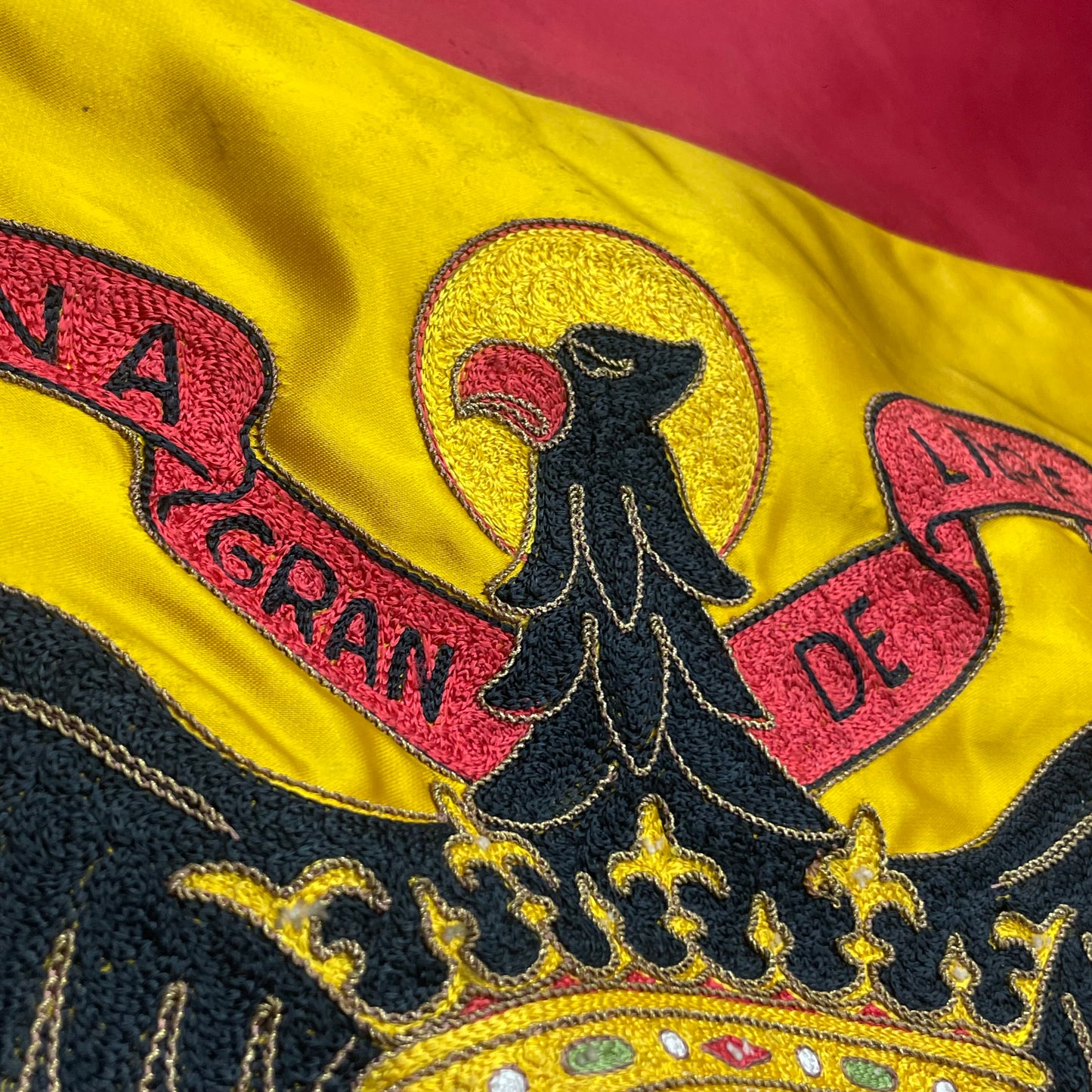 Spanish Embroidered Regime Flag from a Minister. Postwar with eagle emblem