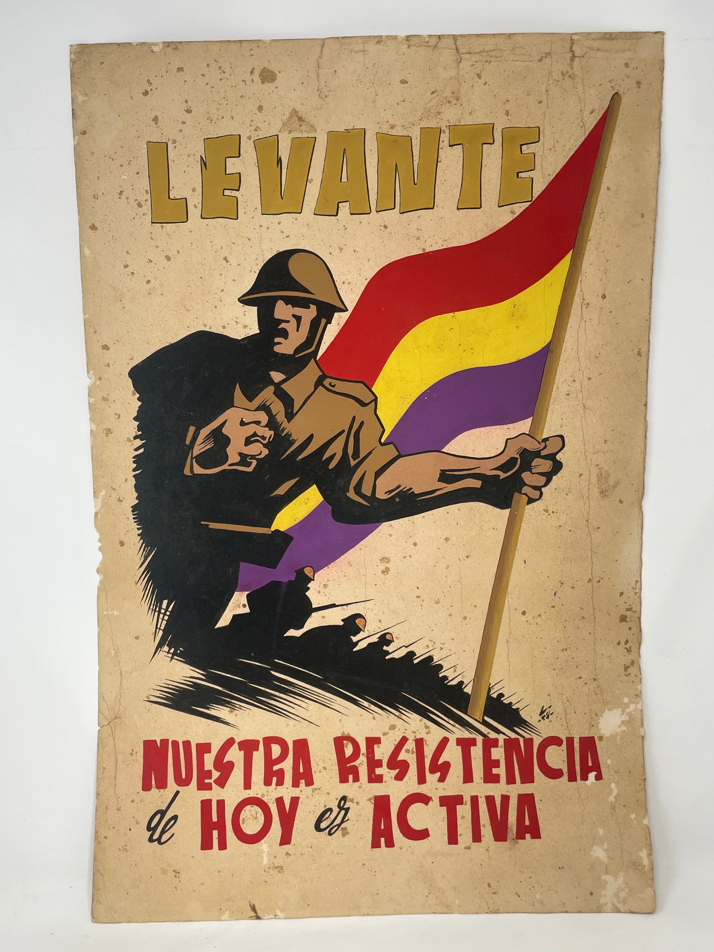 Raro Boceto Pintado Guerra civil Española 1939 Resistencia del levante