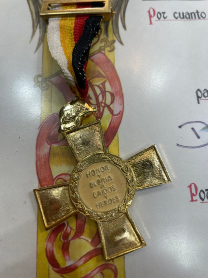 Medalla Paz Guerra Civil España. Con diploma
