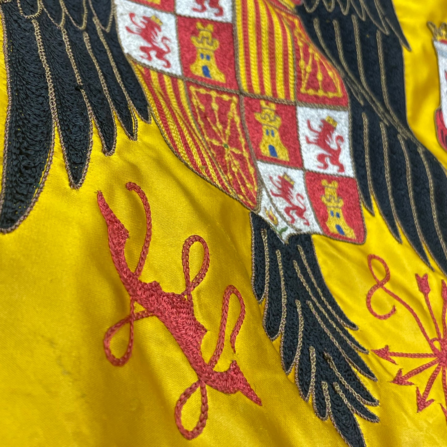 Spanish Embroidered Regime Flag from a Minister. Postwar with eagle emblem