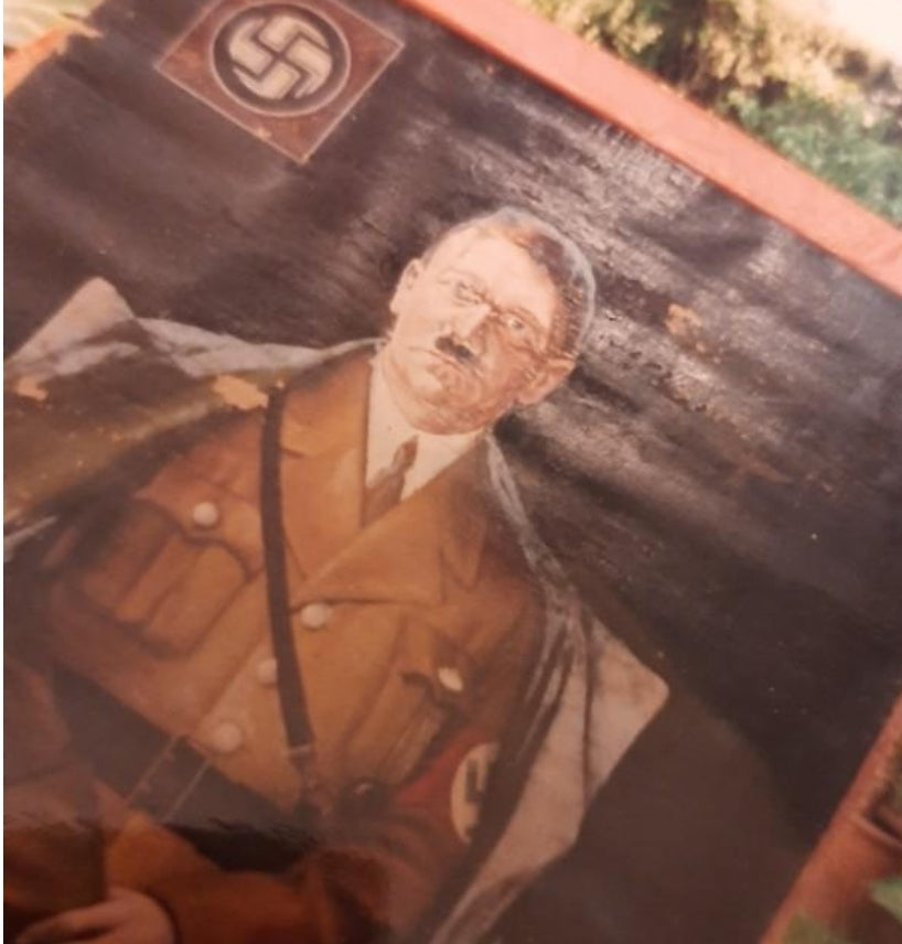 Large oil painting with portrait of Adolf Hitler
