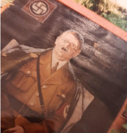 Large oil painting with portrait of Adolf Hitler