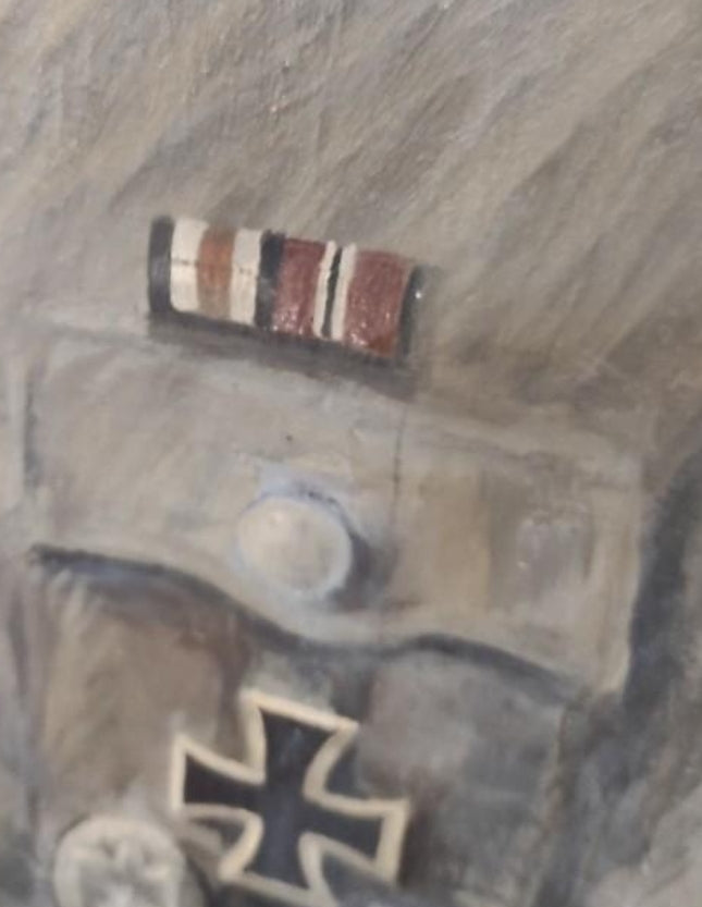 Oil painting with portrait of a Wehrmacht officer