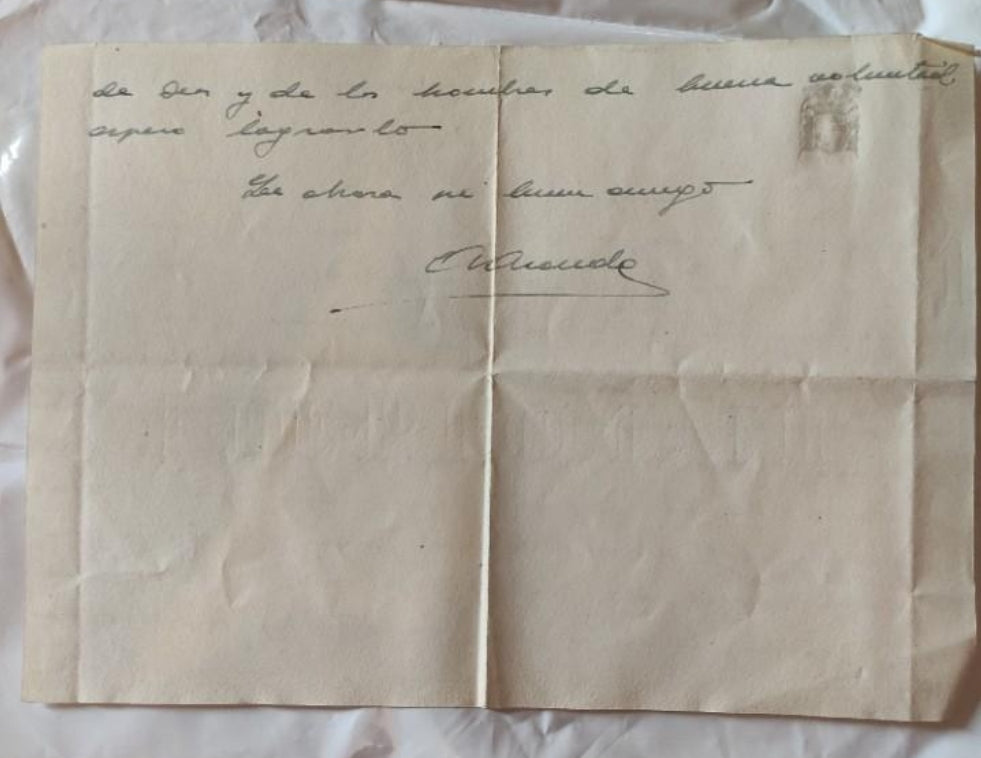 Letter, portrait and Signature of General Aranda