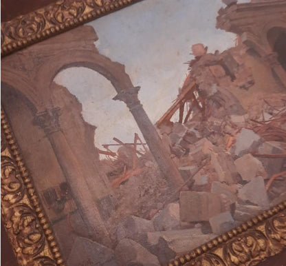 Toledo Alcázar Civil War oil on canvas painting by César Álvarez Dumont.