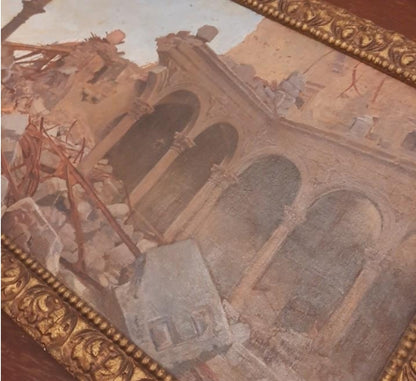 Toledo Alcázar Civil War oil on canvas painting by César Álvarez Dumont.