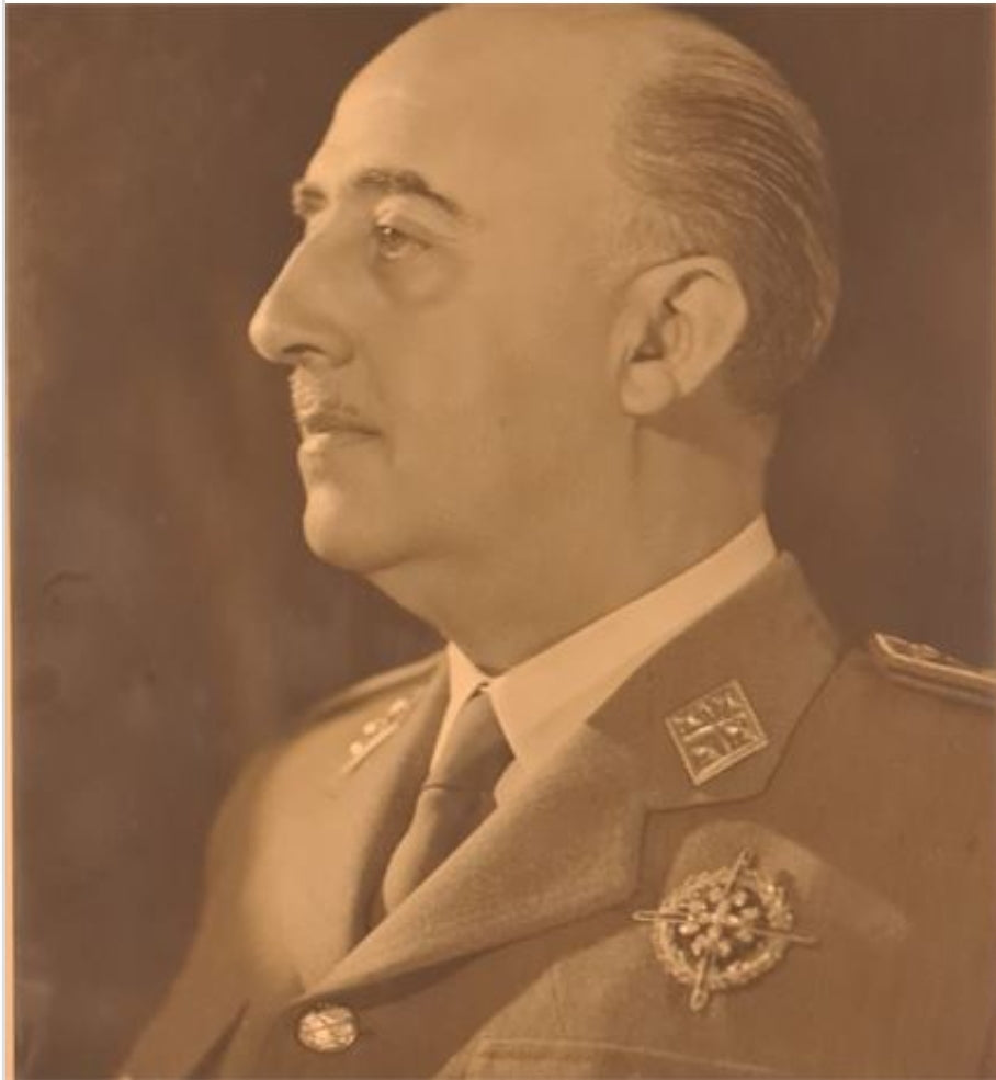 Cuadro de Franco con dedicatoria en tinta al general español
