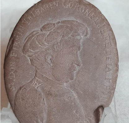 Small Carlist carved stone in homage to the frontier chief