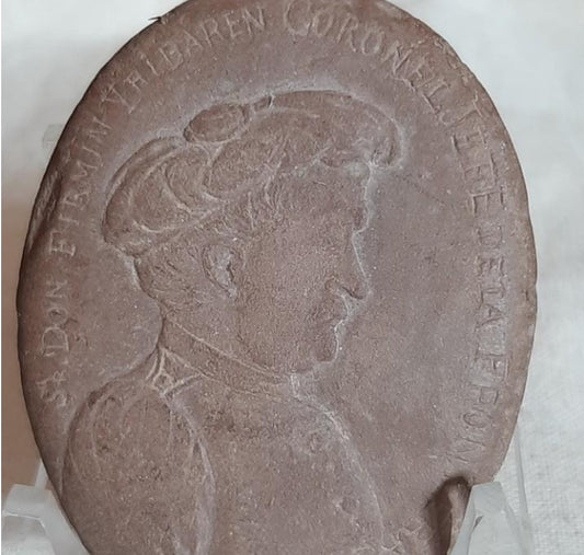 Small Carlist carved stone in homage to the frontier chief