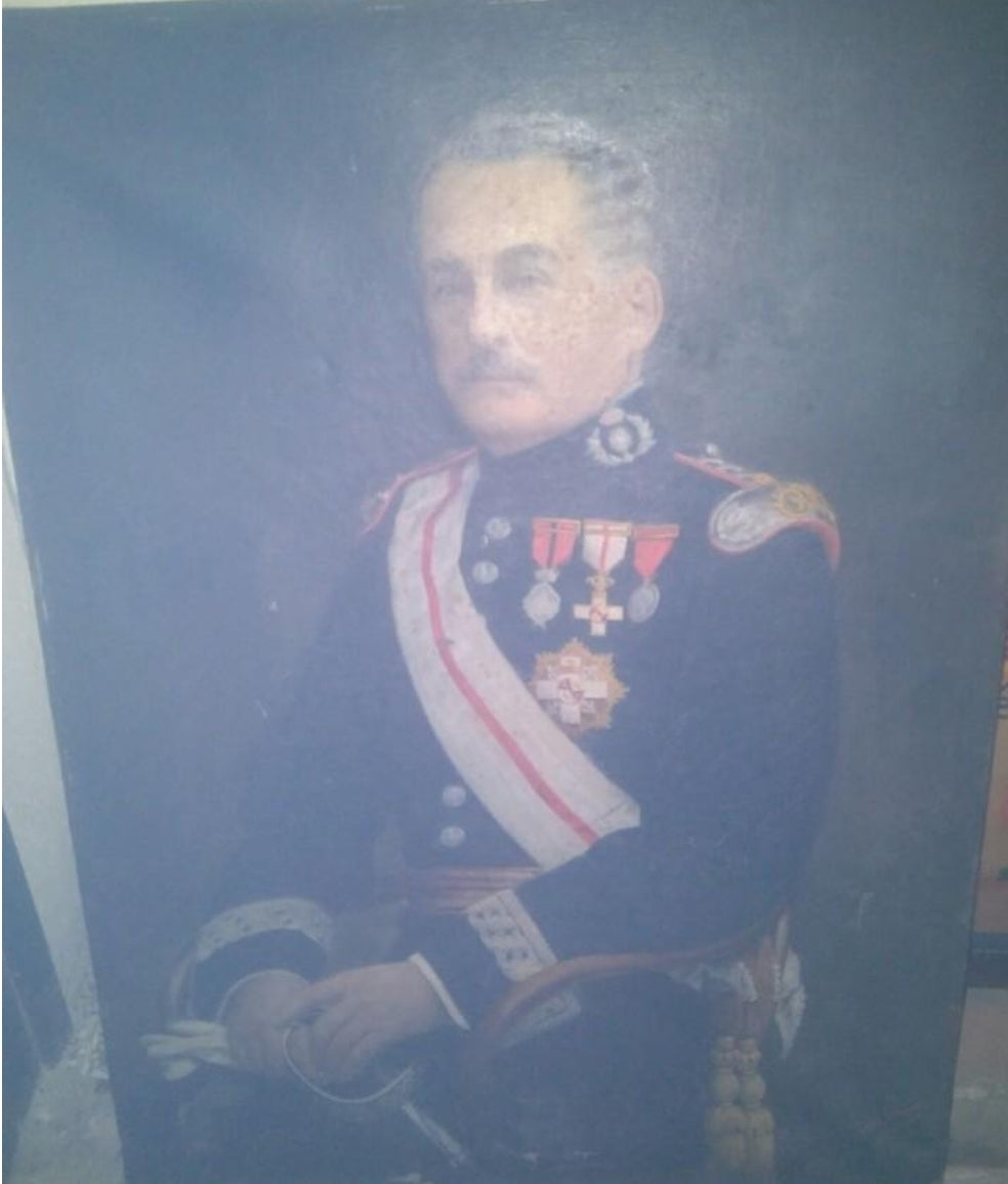 Oil on canvas of a Cuban military veteran