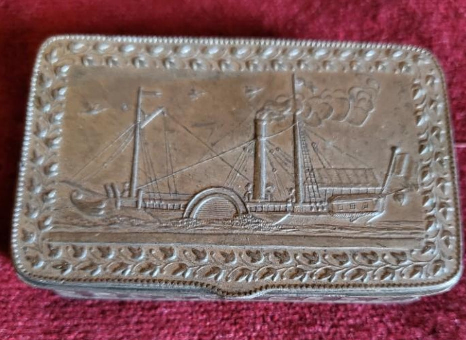 Snuff box with river coaster boat