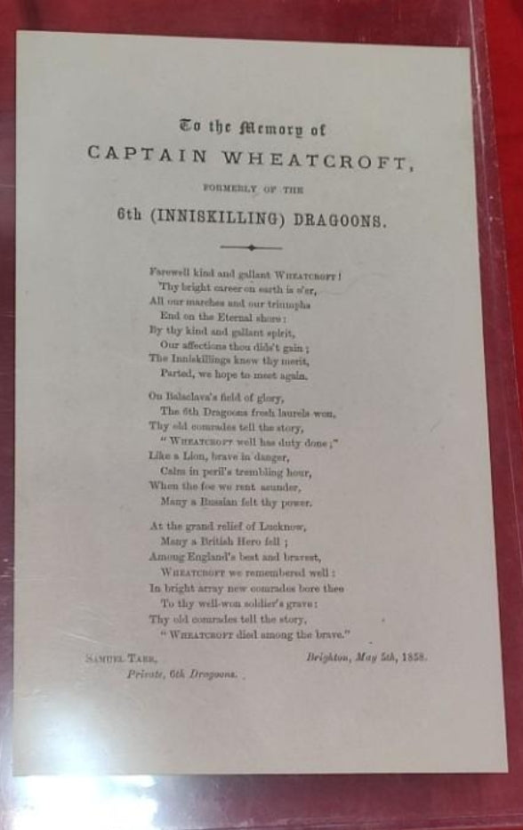 Sabretache del capitán británico 1856 de la unidad de dragones de habilidades técnicas 