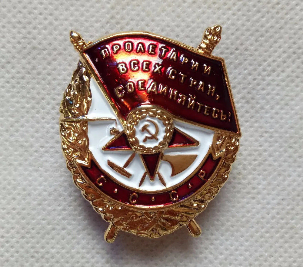Orden soviética de la Bandera Roja Insignias con tornillos traseros Medalla de la Unión Soviética Bandera Roja para la Guerra Insignia CCCP de la URSS 